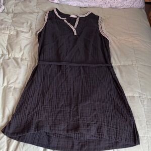 Lucky Brand Dark Grey Mini Dress with Cream Trim